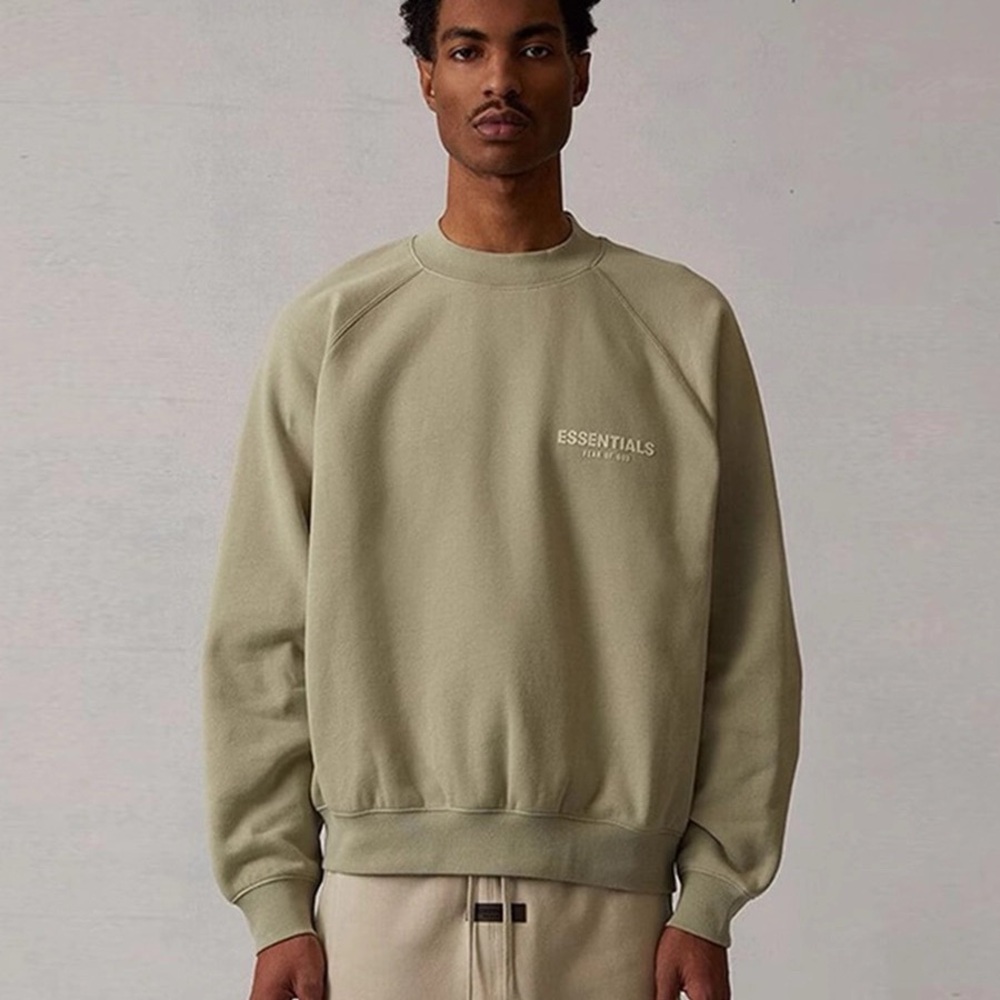 Essentials Men's Olive Green Sweater Size M